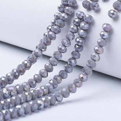 Electroplate Glass Beads Strands EGLA-A034-P6mm-B17-1
