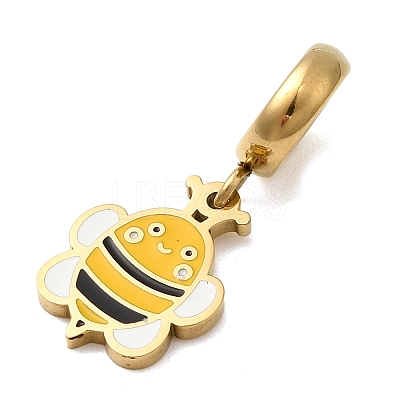 304 Stainless Steel Yellow Enamel European Dangle Charms STAS-D153-12G-1