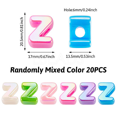20Pcs UV Plating Opaque Acrylic European Beads OACR-TADJ0001-16Z-1