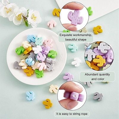 24Pcs 12 Colors Cactus Silicone Beads JX324A-01-1