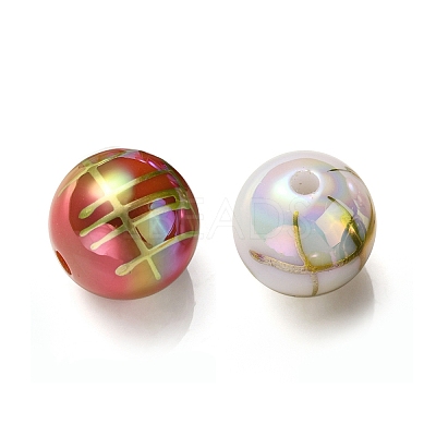 UV Plating Rainbow Iridescent Acrylic Beads X-PACR-E001-02-1