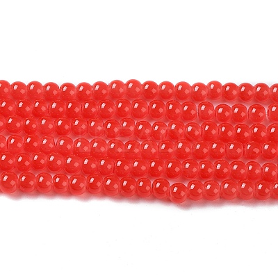 Baking Paint Imitation Jade Glass Round Bead Strands X-DGLA-Q021-4mm-32-1