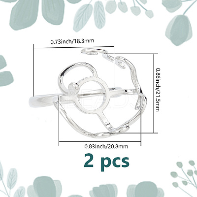 2Pcs Adjustable Brass Finger Rings Components FIND-GO0002-77C-1