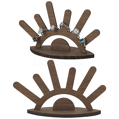 2Pcs Sun Rise Shaped Wooden Ring Display Stands RDIS-FG0001-27-1