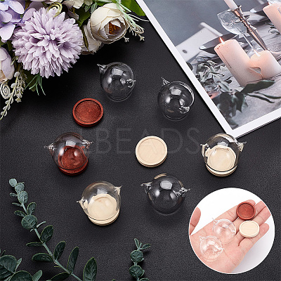 6 Sets 2 Colors Cat's Head Glass Dome Cover AJEW-DR0001-07-1