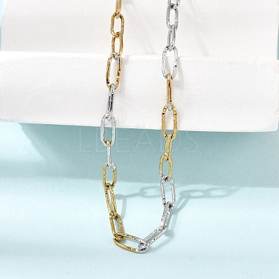 4MM Two Tone 304 Stainless Steel Textured Paperclip Chain Necklaces for Man and Women SA-CBAB767-12GP-1