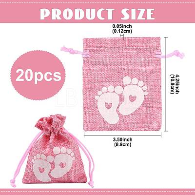 Baby Footprint Polyester Drawstring Bags ABAG-FZC0001-01B-1