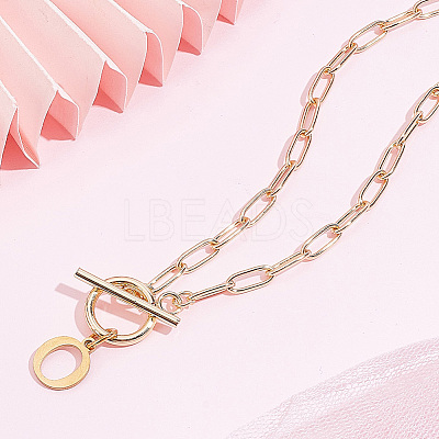304 Stainless Steel Letter Pendant Necklaces NJEW-LP0001-52O-G-1