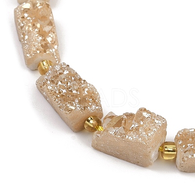 Electroplated Natural Druzy Agate Beads Strands G-R012-A02-01-1