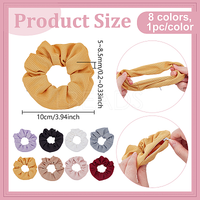 8Pcs 8 Colors Polyester Elastic Hair Accessories OHAR-FG0001-07-1