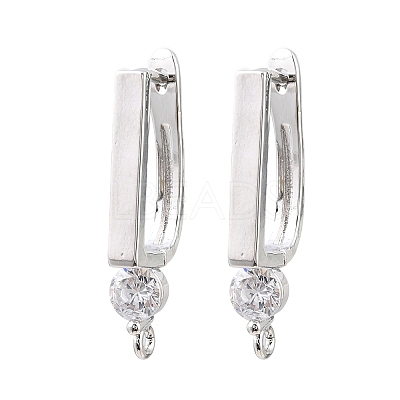 Brass Micro Pave Cubic Zirconia Hoop Earring Findings CU-CBAB5B4-02P-1
