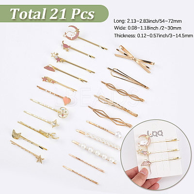 6 Bags 6 Styles Zinc Alloy Hair Bobby Pins PHAR-SP0001-01A-1