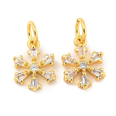 Rack Plating Brass Micro Pave Clear Cubic Zirconia Pendants KK-B093-04C-G-1