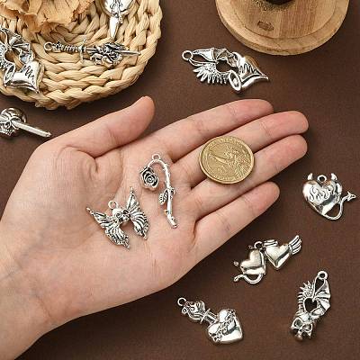 50Pcs 10 Styles Gothic Tibetan Style Alloy Pendants TIBEP-CJ0002-53-1