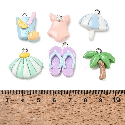 Summer Beach Opaque Resin Pendants RE-CBA392A-06P-1