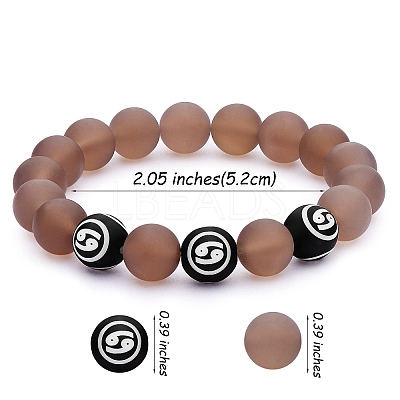 Natural Grey Agate Round Beaded Stretch Bracelet BJEW-SW00077-11-1