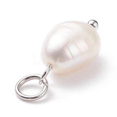 Grade B Natural Cultured Freshwater Pearl Charms X-PALLOY-JF01497-02-1