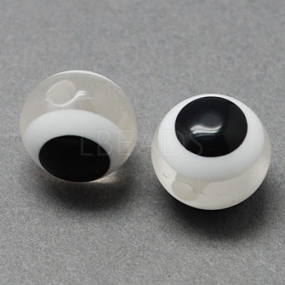 Round Evil Eye Resin Beads RESI-R159-12mm-01-1