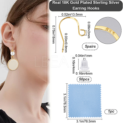 5 Pairs 925 Sterling Silver Earring Hooks STER-BBC0006-49G-1