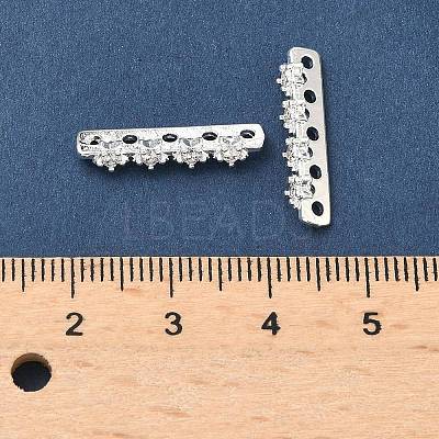 Brass Micro Pave Clear Cubic Zirconia Spacer Bars KK-Z139-11S-01-1
