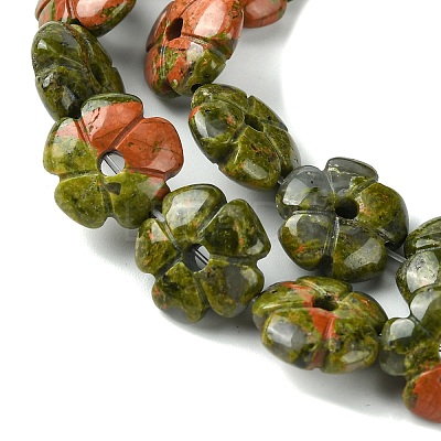 Natural Unakite Beads Strands G-H023-B02-01-1