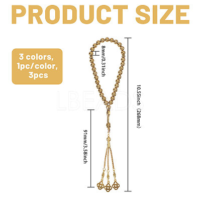 3Pcs 3 Colors Alloy Knot Charm Bracelets BJEW-PH0004-70-1