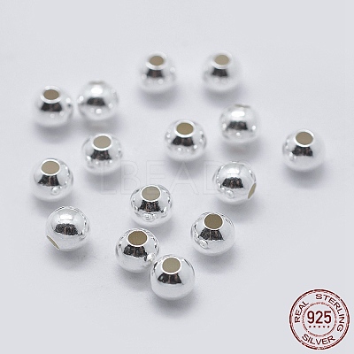 925 Sterling Silver Spacer Beads STER-K171-44S-4mm-1