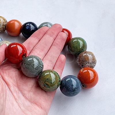 Bohemian Resin Round Beaded Necklaces with Brass Clasps for Women WGBFE99-01-1
