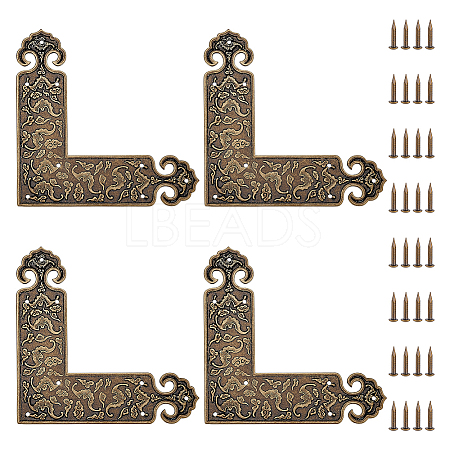 4Pcs Brass Corner Protector for Cabinet Furniture KK-PH0014-18AG-1