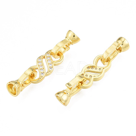 Brass Micro Pave Clear Cubic Zirconia Fold Over Clasps KK-N231-353LG-1