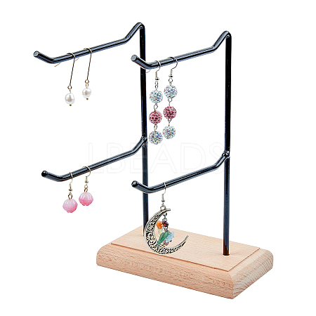 2-Tier 2-Row Wood Jewelry Display Stands EDIS-WH0016-008B-1