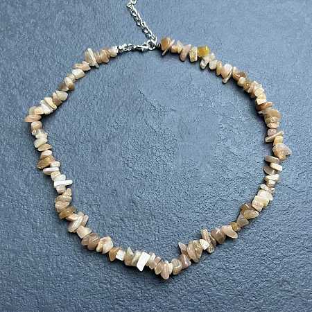 Natural Sunstone Chip Beaded Necklaces for Women IW6789-39-1
