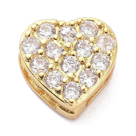 Brass Micro Pave Clear Cubic Zirconia Slide Charms ZIRC-P085-04G-1