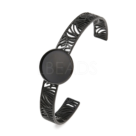 304 Stainless Steel Blank Cuff Bangle Bases with Flat Round Tray SA-CBA82C8-04B-EB-1