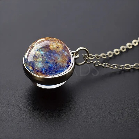 Luminous Round Alloy with Glass Planet Pendant Necklaces FS-WG4A1FF-05-1