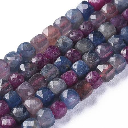 Natural Red Corundum/Ruby and Sapphire Beads Strands G-E560-A20-1