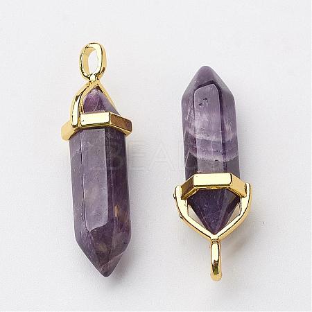 Natural Amethyst Pointed Pendants G-G902-A04-1