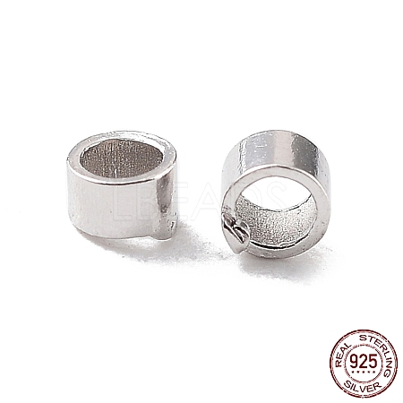 Rhodium Plated 925 Sterling Silver Spacer Tube Beads STER-Z006-01A-P-1