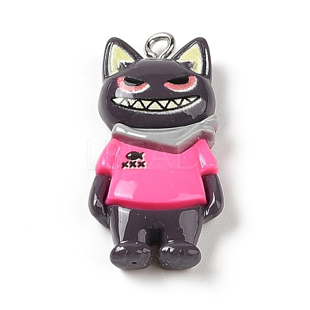 Opaque Resin Cat Pendants RESI-S399-07A-1