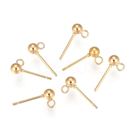 202 Stainless Steel Ball Stud Earring Findings STAS-F141-06G01-5mm-1
