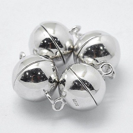 Anti-Tarnish Rhodium Plated 925 Sterling Silver Magnetic Clasps STER-F037-098P-8mm-1