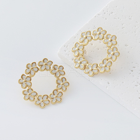 304 Stainless Steel Enamel Stud Earrings for Women JJ0945-3-1