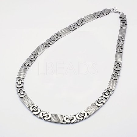 Tarnish Resistant Men's Boys Byzantine Chain Necklaces Fashionable 201 Stainless Steel Necklaces NJEW-I010-09-1