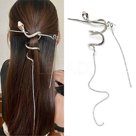 Snake Alloy Rhinestone Hair Cuff Pin PW-WG87173-01-1