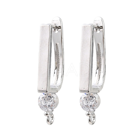 Brass Micro Pave Cubic Zirconia Hoop Earring Findings CU-CBAB5B4-02P-1
