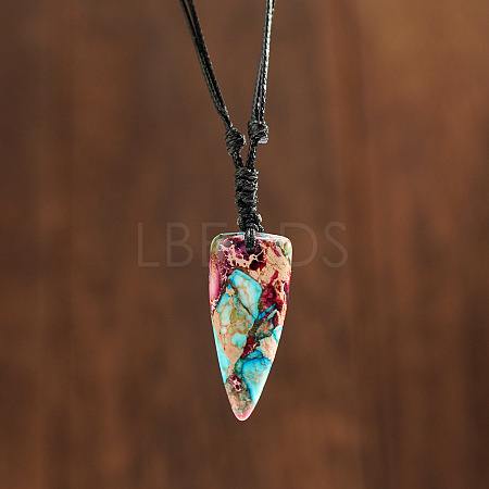 Bohemian Triangle Dyed Natural Imperial Jasper Pendant Necklaces HW6512-1-1