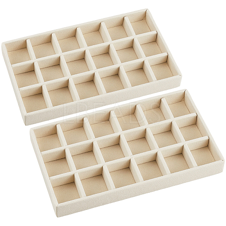 18 Grids Rectangle Wood Covered with Velvet Jewelry Trinket Display Trays AJEW-WH20054-062H-01-1