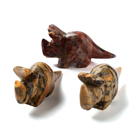 Natural Crazy Agate Carved Healing Rhinoceros Figurines DJEW-P016-01G-1