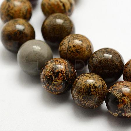 Natural Dendritic Jasper Beads Strands G-E382-07-6mm-1