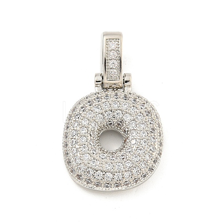 Brass Micro Pave Clear Cubic Zirconia Pendants KK-B099-01P-O-1